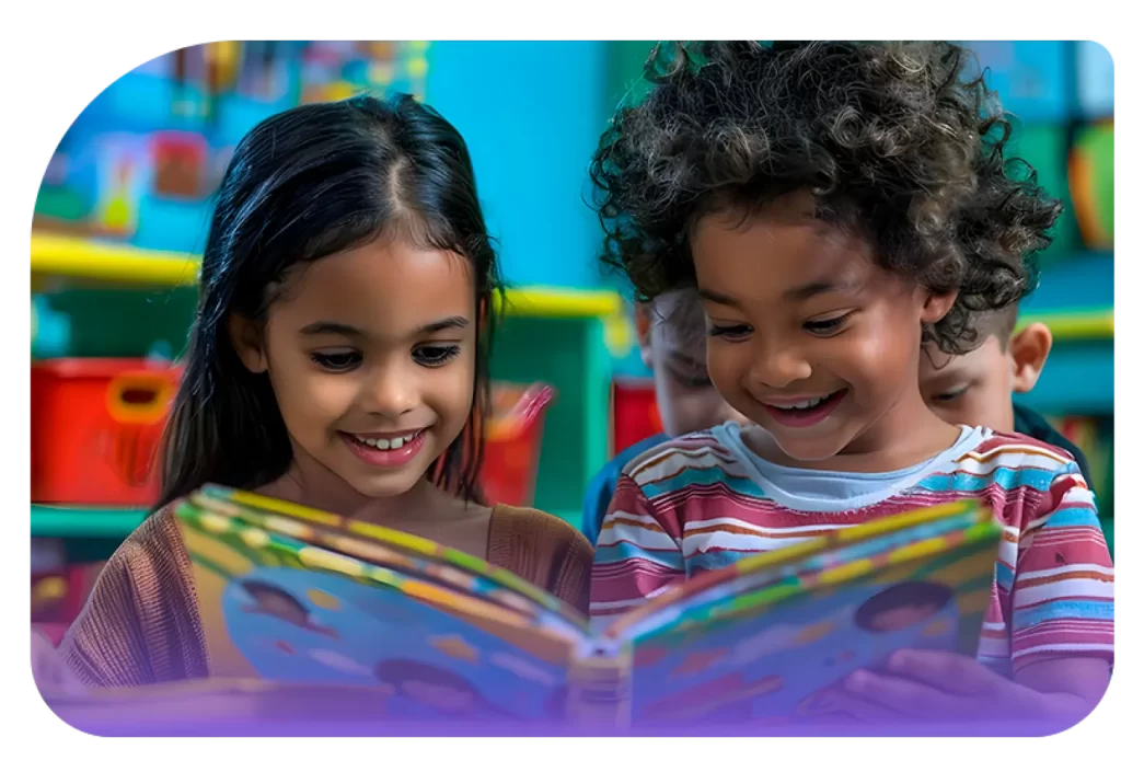 imagem de duas crianças lendo
